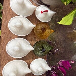 Set of 8 Vintage Hazel Atlas Hen on Nests